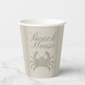 Beach House Crab Seashore Coastal  Papieren Bekers (Voorkant)