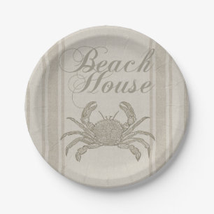 Beach House Crab Seashore Coastal Papieren Bordje