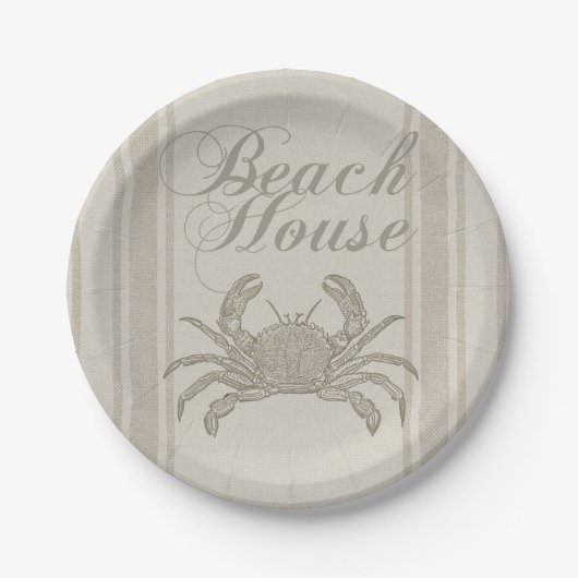 Beach House Crab Seashore Coastal  Papieren Bordje (Voorkant)