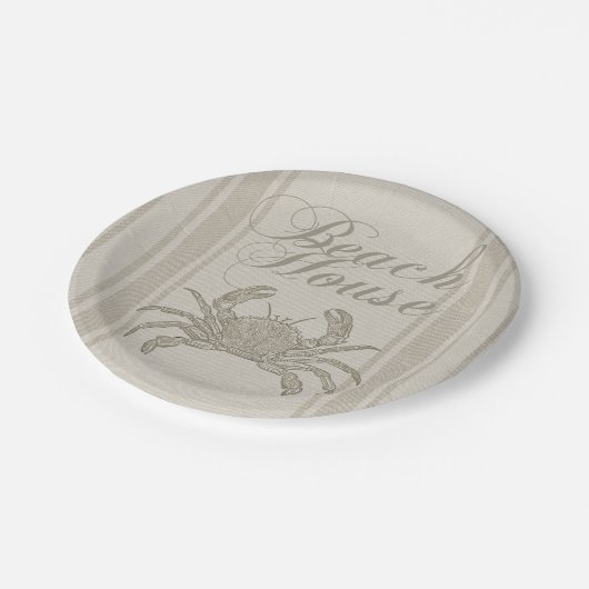 Beach House Crab Seashore Coastal Papieren Bordje (Gekanteld)