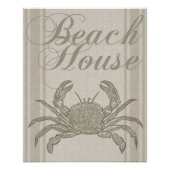 Beach House Crab Seashore Coastal  Poster (Voorkant)