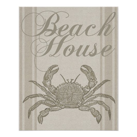 Beach House Crab Seashore Coastal  Poster (Voorkant)