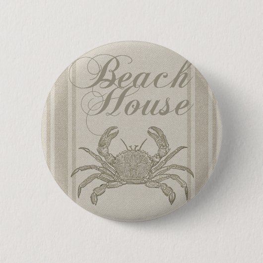 Beach House Crab Seashore Coastal  Ronde Button 5,7 Cm (Voorkant)