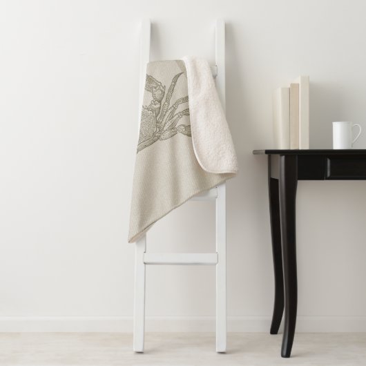 Beach House Crab Seashore Coastal Sherpa Deken (In situ)