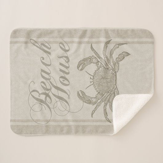 Beach House Crab Seashore Coastal  Sherpa Deken (Voorkant (horizontaal))