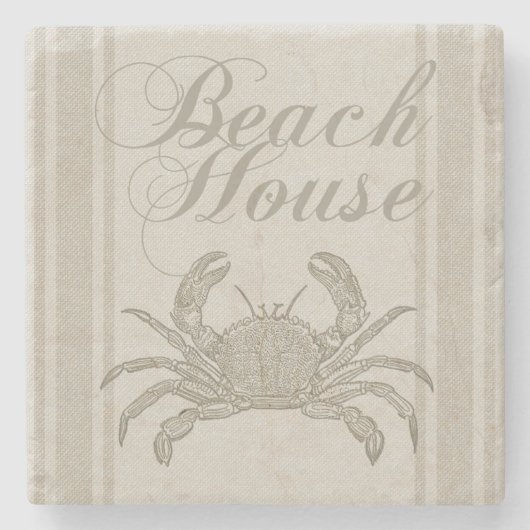 Beach House Crab Seashore Coastal  Stenen Onderzetter (Voorkant)