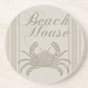 Beach House Crab Seashore Coastal  Zandsteen Onderzetter
