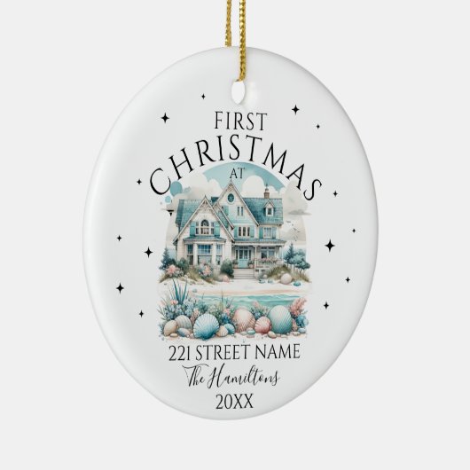 Beach House Custom Christmas Keramisch Ornament (Rechts)