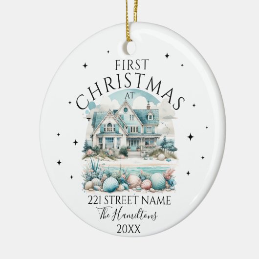 Beach House Custom Christmas Keramisch Ornament (Links)