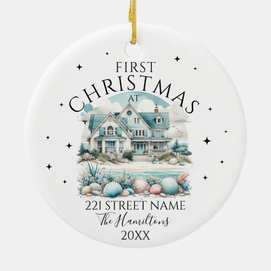 Beach House Custom Christmas Keramisch Ornament (Achterkant)