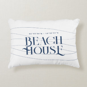 Beach House Custom Coordinates Navy Blue Accent Kussen