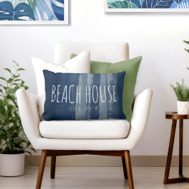 Beach House Custom Coordinates Navy Kussen