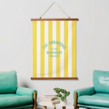 Beach House Custom Naam Geel Cabana Stripe