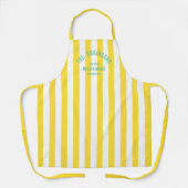 Beach House Custom Naam Geel Cabana Stripe Schort (Voorkant)