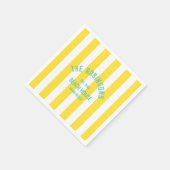 Beach House Custom Naam Geel Cabana Stripe Servet (Hoek)