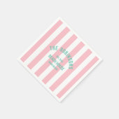 Beach House Custom Naam Pink Cabana Stripe Servet (Hoek)