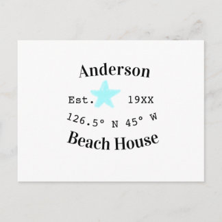 Beach house Date year custom coordinates add est. Briefkaart