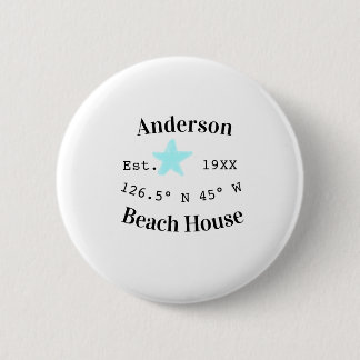 Beach house Date year custom coordinates add est. Ronde Button 5,7 Cm