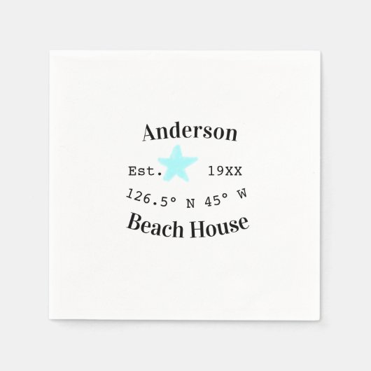 Beach house Date year custom coordinates add est. Servet (Voorkant)