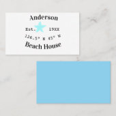 Beach house Date year custom coordinates add est. Visitekaartje (Voorkant / Achterkant)