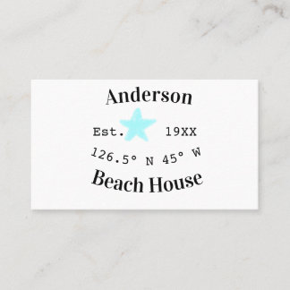 Beach house Date year custom coordinates add est. Visitekaartje