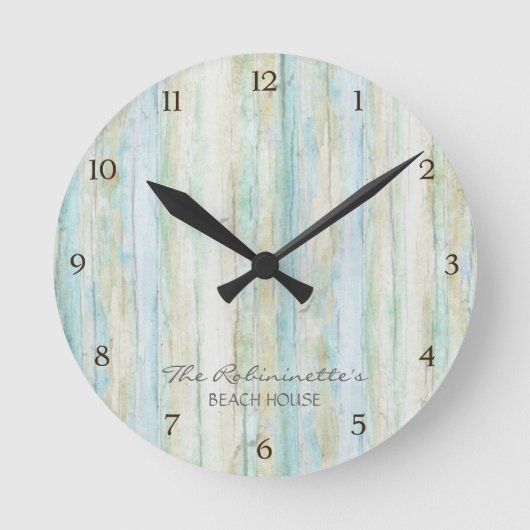 Beach House Driftwood Ocean Coastal Seashore Ronde Klok (Voorkant)