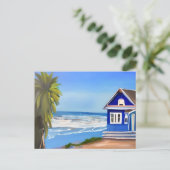 Beach House en Ocean Art | GEZEGDE HALLO Briefkaart (Staand voorkant)