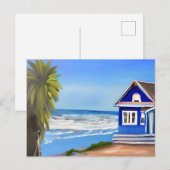 Beach House en Ocean Art | GEZEGDE HALLO Briefkaart (Voorkant / Achterkant)
