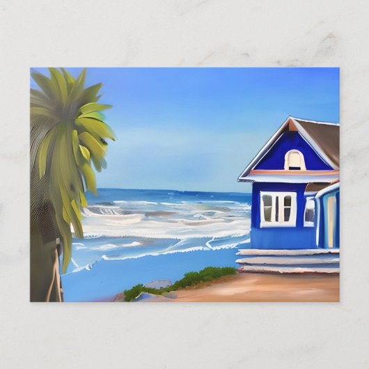 Beach House en Ocean Art | GEZEGDE HALLO Briefkaart (Voorkant)