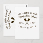 Beach house ets. Date year custom coordinates add  Briefkaart (Voorkant / Achterkant)