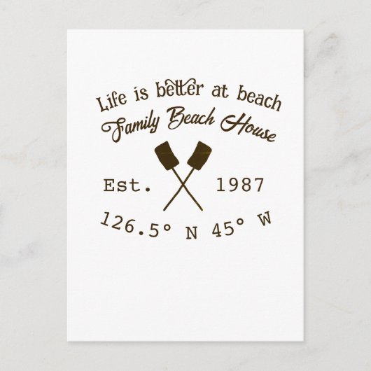 Beach house ets. Date year custom coordinates add  Briefkaart (Voorkant)