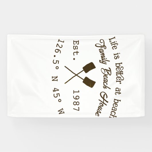 Beach house ets. Date year custom coordinates add Spandoek (Horizontaal)
