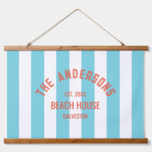 Beach House Familienaam Blue Cabana Stripe