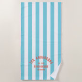 Beach House Familienaam Blue Cabana Stripe Strandlaken (Voorkant)