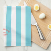 Beach House Familienaam Blue Cabana Stripe Theedoek (Quarter Fold)