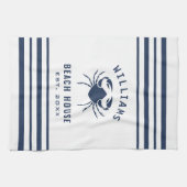 Beach House Familienaam Crab Navy Blue en White Theedoek (Horizontaal)