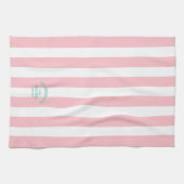 Beach House Familienaam Pink Cabana Stripe Theedoek (Horizontaal)