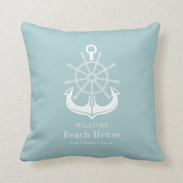 Beach House Family Name Anchor Kussen