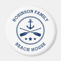 Beach House & Family Name Anchor Oars Stars Round