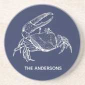 Beach House Family Name Crab Zandsteen Onderzetter (Voorkant)