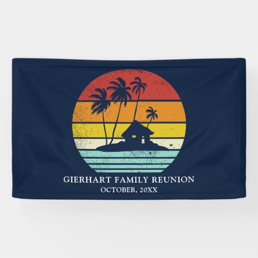 Beach House Family Reunion Nautical Palm Trees Spandoek (Horizontaal)