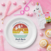 Beach House Family Reunion Seaside Palm Trees Papieren Bordje (Feest)