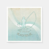 Beach House Fisherman Silhouette Aqua Blue ID623 Servet (Voorkant)