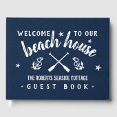Beach House Gepersonaliseerde vakantiewoning Navy Gastenboek (Voorkant)