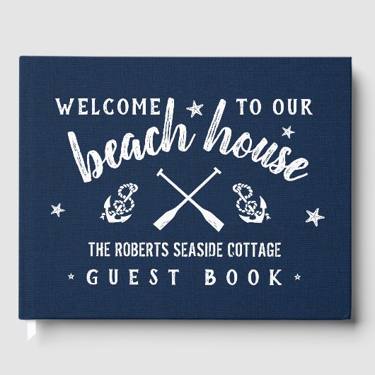Beach House Gepersonaliseerde vakantiewoning Navy  Gastenboek (Voorkant)