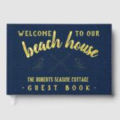 Beach House Gepersonaliseerde vakantiewoning Navy Gastenboek (Voorkant)