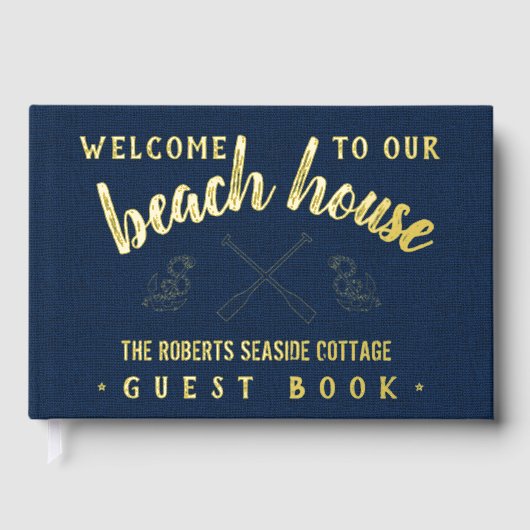 Beach House Gepersonaliseerde vakantiewoning Navy  Gastenboek (Voorkant)