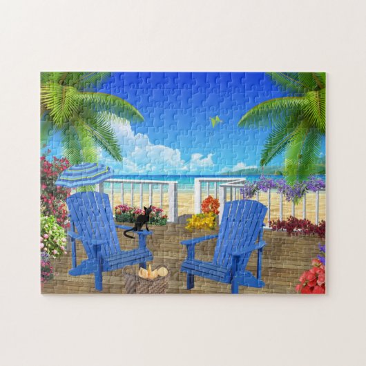 Beach House Getaway | Tropisch paradijs Legpuzzel (Horizontaal)