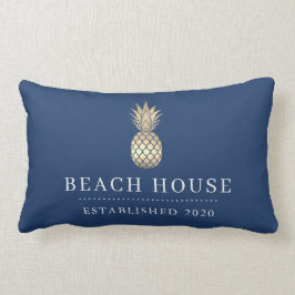 Beach House Gold Pineapple Lumbar Pillow Kussen