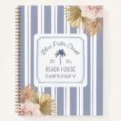 Beach House Guest Book Blue Strip Coastal Boho Notitieboek (Voorkant)